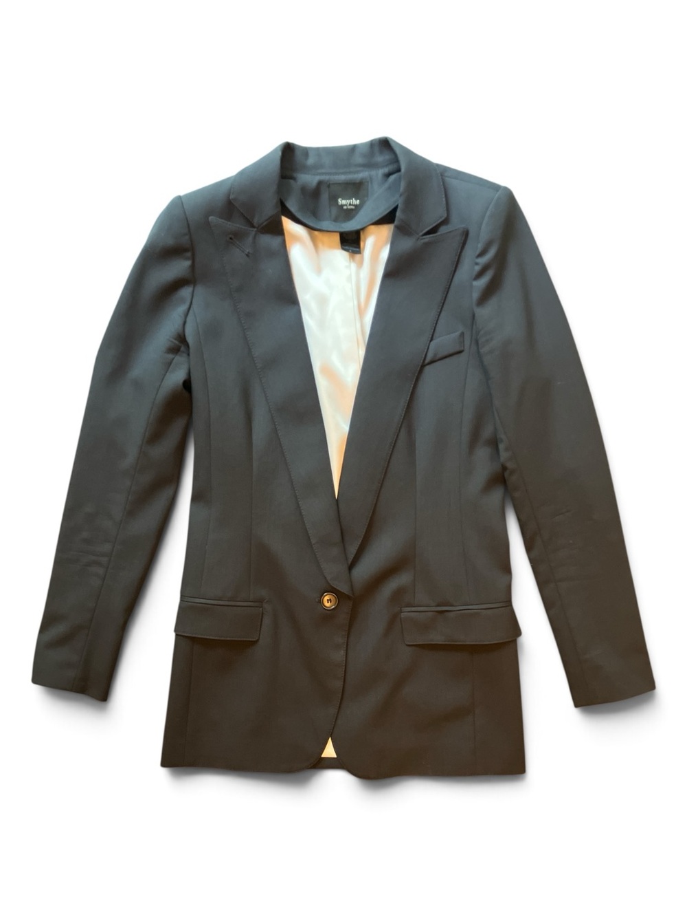 Smythe Heather Gray Single-Button Notch Lapel Blazer